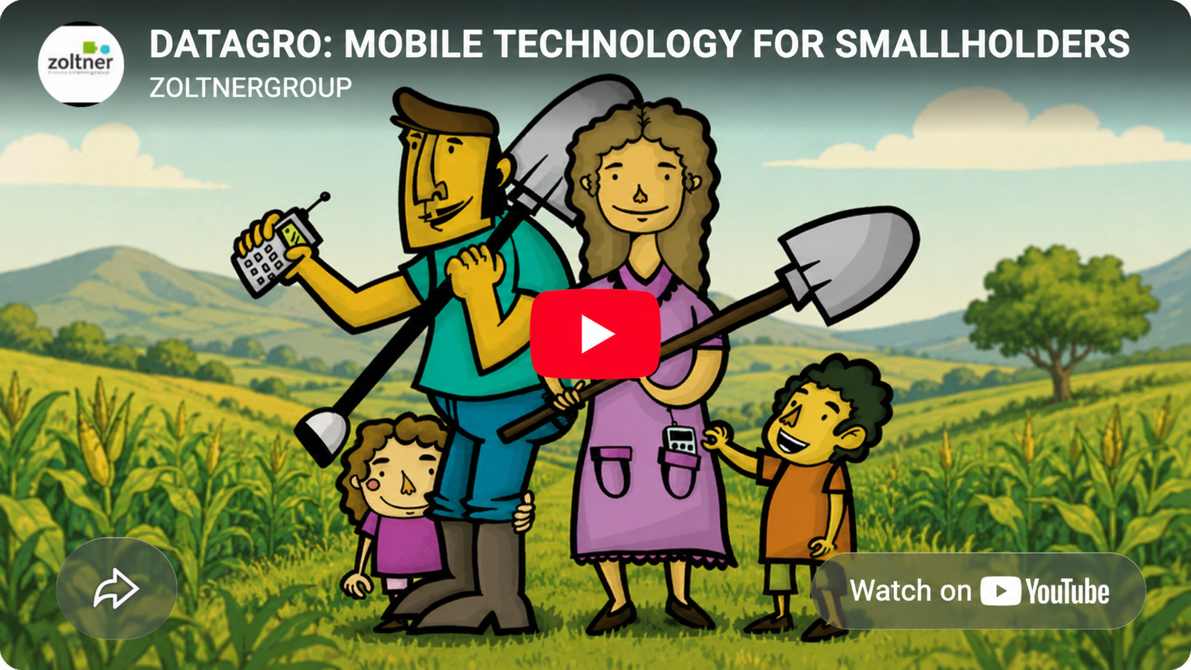 DatAgro: mobile technology for smallholders video thumbnail showing a rural farming family in a maize field